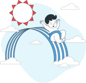 Bambino su un arcobaleno Bébé sur un arc-en-ciel